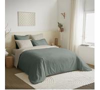 Pack complet 6 pièces Eucalyptus/Lin réversible housse de couette pour lit 180 x 200 cm ""King size""