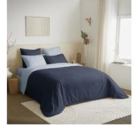 Pack complet 6 pièces Marine/Bleu Ciel réversible housse de couette pour lit 160 x 200 cm