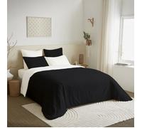 Pack complet 6 pièces Noir/Blanc réversible housse de couette pour lit 140 x 190 cm - Blanc -