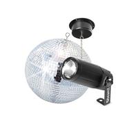 Pack Complet Boule à Facettes 30 cm, Moteur et Projecteur Spot LED 6 Watts