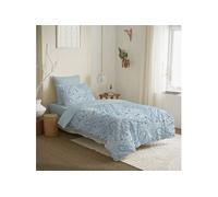 Pack complet housse de couette - Cachemire bleu - 140 x 200 cm - 100% coton - Réversible - Lavable en machine