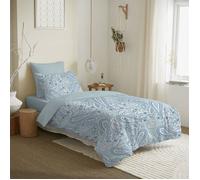 Pack complet housse de couette - Cachemire bleu - 140 x 200 cm - 100% coton - Réversible - Lavable en machine