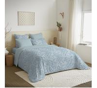 Pack complet housse de couette - Cachemire bleu - 240 x 220 cm - 100% coton - 6 pièces - Lavable en machine