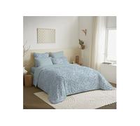 Pack complet housse de couette - Cachemire bleu - 240 x 220 cm - 100% coton - Lavable en machine - 6 pièces