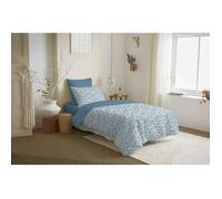 Pack complet housse de couette réversible ""Vanessa"" 4 pièces pour lit 90 x 190 Diana Bleu