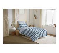 Pack complet housse de couette réversible ""Vanessa"" 4 pièces pour lit 90 x 190 Florence Denim - -