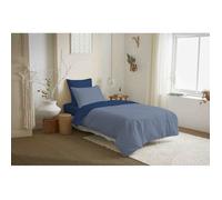 Pack complet housse de couette réversible ""Vanessa"" 4 pièces pour lit 90 x 190 Gabrielle Marine - -