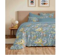 Pack complet housse de couette réversible ""Vanessa"" 6 pièces pour lit 140 x 190 Bergame Turquoise