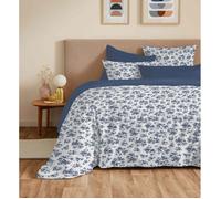 Pack complet housse de couette réversible ""Vanessa"" 6 pièces pour lit 160 x 200 Eloise Bleu