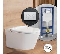 Pack complet WC japonais ineo4 & ineo5 avec plaque de déclenchement Viverso v800 et bâti-support Geberit,, BE4036WH+VU8000GW#SET#NEW,