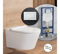 Pack complet WC japonais ineo4 & ineo5 avec plaque de déclenchement Viverso v801 et bâti-support Geberit,, BE4036WH+VU8001GW#SET#NEW,