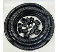 Pack Conduit Flexible Noir 25mm - 10m avec Raccords et Colliers pour Installation Complète