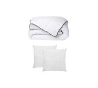 Pack Couette toucher soie 220 x 240 cm + 2 oreillers 60 x 60 cm - Blanc - BIESYA