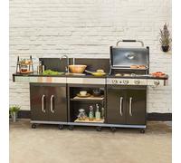 Pack Cuisine Extérieure FIDGI 3 avec Barbecue Gaz + Desserte + Evier