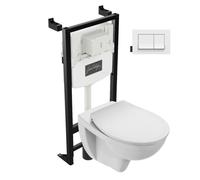 Pack cuvette WC suspendu sans bride JACOB DELAFON Patio avec abattant + bâti support + plaque