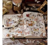Pack d'autocollants papillon en PET, 40 pièces, autocollants de décoration artistique vintage pour scrapbooking DIY, fournitures scolaires pour la rentrée Taille UniquePET