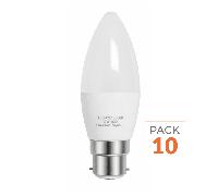 Pack de 10 - Ampoule LED B22 6W 220V C37 180° - Blanc Chaud 2300K - 3500K