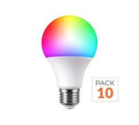Pack de 10 - Ampoule LED Connectée Wifi E27 8.5W RGBW A60