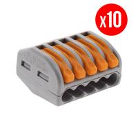 Pack de 10 bornes de connexion rapide a levier WAGO 5 entrées fil souple et rigide - S222
