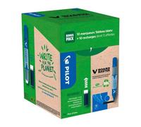 Pack de 10 marqueurs effaçables V-Board Master Pilot + 10 recharges dont 5 offertes - bleu