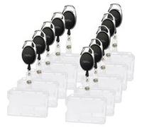 General Office Porte-badges Pack de 10 avec clip de fixation et enrouleur - Noir