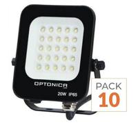 Pack de 10 - Projecteur LED Extérieur SMD 20W IP65 Noir - Blanc Froid 6000K - 8000K
