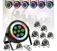 Pack de 10 Projecteurs Par Ibiza Light THINPAR-LED-RING Télécommande - 7x6W RGBW 4-en-1 48 LED SMD Soirée Dj Extra-plats LED DMX