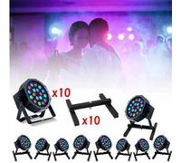 Pack de 10 Projecteurs PARTY-PAR181 18x1W RGB DMX + 10 pieds support IBIZA SL1 - Soirée - Mariage - Bar Club - DJ Mobile