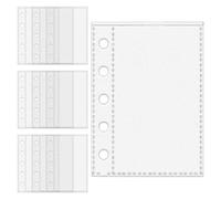 Pack de 10 protège-feuilles - inserts pour dossiers 7,6x10,5cm | Inserts de dossier M5 à 5 anneaux, couvercle de rail de serrage PP, pochettes autocollantes transparentes, feuille de protection pour p