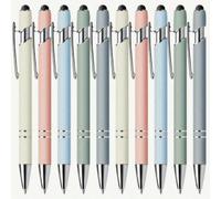 Pack de 10 stylos à bille rétractables en métal avec embouts stylet tactile - pointe moyenne, écriture fluide, prise antidérapante, compatible avec divers appareils - idéal pour un usage quotidien, à 
