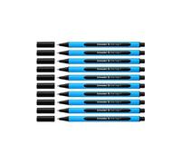 Schneider Pen Stylos à bille Slider Edge – pack de 10 – pointe fine (F), encre noire, bleu cyan