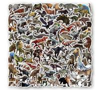 Pack de 105 autocollants réalistes de dinosaures | Autocollants en vinyle cool pour dinosaures pour scrapbook, journal, ordinateur portable, pare-chocs, planche à roulettes, bouteilles d'eau, ordinate