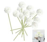 Pack de 12 Fleurs d’Hortensia Artificielles en Soie, Boules de Chrysanthème de Haute Qualité, Fleurs Fictives Réalistes avec Tiges Ajustables, pour Décorations de Mariage, Maison et Bureau (Blanc)