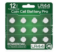 Pack de 12 Piles LR44 1,5V POWEROWL Vert Forêt - Haute Performance 10 Ans