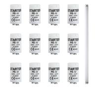 Pack de 12 Starter Neon 4-65W 220-240V, Ampoule Tube Fluorescent Starter, Starter pour Tubes Néon et Lampes, Starter TUBE LUMINEUX