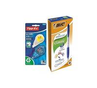 Pack De 12 Stylos Bille Bleu Atlantis + Ruban Correcteur Bic