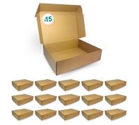 Pack de 15 Boîtes d'Expédition Kraft 400x300x100mm - Idées pour E-commerce, Produits Artisanaux, Boîtes pour Cadeaux de Noël