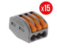 Pack de 15 bornes de connexion rapide a levier WAGO 3 entrées fil souple et rigide - S222