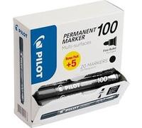 Pilot Pen Marqueurs permanents 100 – Pointe conique 4,5 mm – Noir – Pack 15+5 offerts