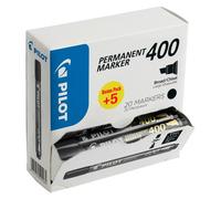 Pack de 15 marqueurs permanents Pilot 400 pointe biseautée 4,5 mm noirs + 5 offerts