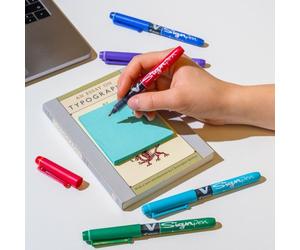 Pack de 16 stylos feutre bleus V Sign Pen Pilot + 4 offerts