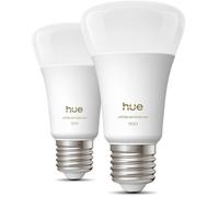 Pack de 2 ampoules LED connectées A60 - PHILIPS HUE - Lumière blanche chaude - Culot E27 - 8,1W - 1000-2000k - 1100 lumens