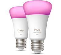 Pack de 2 ampoules LED connectées A60 - PHILIPS HUE - Lumière blanche et colorée - Culot E27 - 6W - 1000-2000k - 810 lumens