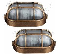 (Pack de 2) applique murale extérieure applique murale ovale en aluminium moulé sous pression applique murale marine nautique-HLD