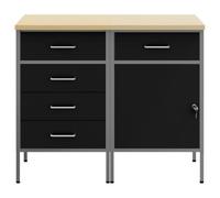 Pack De 2 Armoires De Rangement Vidaxl Noir Et Gris En Bois Composite Et Acier