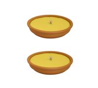 Pack de 2 Bougies de 10cm Senteur Citronnelle Jaune en Pot Terre Cuite pour Jardin Terrasse Balcon Ambiance Fraîche et Citonnée