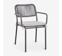 Pack De 2 Chaises De Jardin Empilables Avec Accoudoirs En Corde Tressée Arhiza Gris Graphite Gris