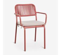 Pack De 2 Chaises De Jardin Empilables Avec Accoudoirs En Corde Tressée Arhiza Terracota Multicolore