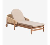 Pack De 2 Chaises Longues En Bois D'acacia Et Rotin Synthétique Ribeira Brun Acacia