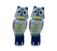 Pack de 2 Chouettes Épouvantails pour Jardin et Extérieur - Effraie Les Pigeons et Les Oiseaux - Fonctionne sans Piles - Tourne la Tête avec Le Vent - Marron - Biotop